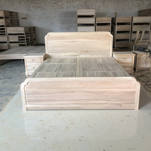 中式箱床北榆木全实木双人床榫卯