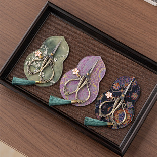 复古棉麻小剪刀收纳袋保护套双加厚层茶剪专用布套大号小号配件