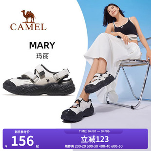骆驼玛丽运动鞋女士凉鞋女款2025夏季女鞋户外轻便软底魔术贴鞋子