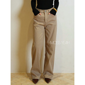 卡其色斜纹直筒牛仔裤 Moss烨 弹力加厚