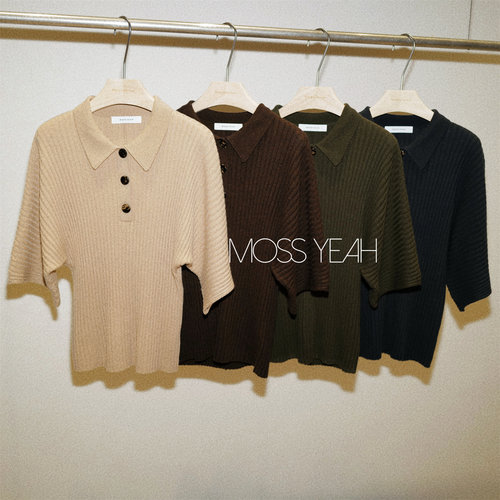 Moss烨 四色羊毛羊绒  polo翻领 显瘦阔袖收腰针织衫