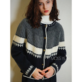 1OO山羊绒 Moss烨 绒 冰岛提花金扣加厚大克重羊绒毛衣两色