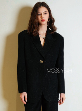 Moss烨 现货〓设计师〓特 七彩丝羊毛连帽外套/西装/短裤/阔腿裤