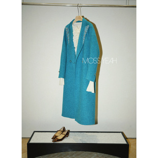 双面绵羊毛骆驼绒毛呢大衣外套 重工钉珠宝石扣 Moss烨 设计师