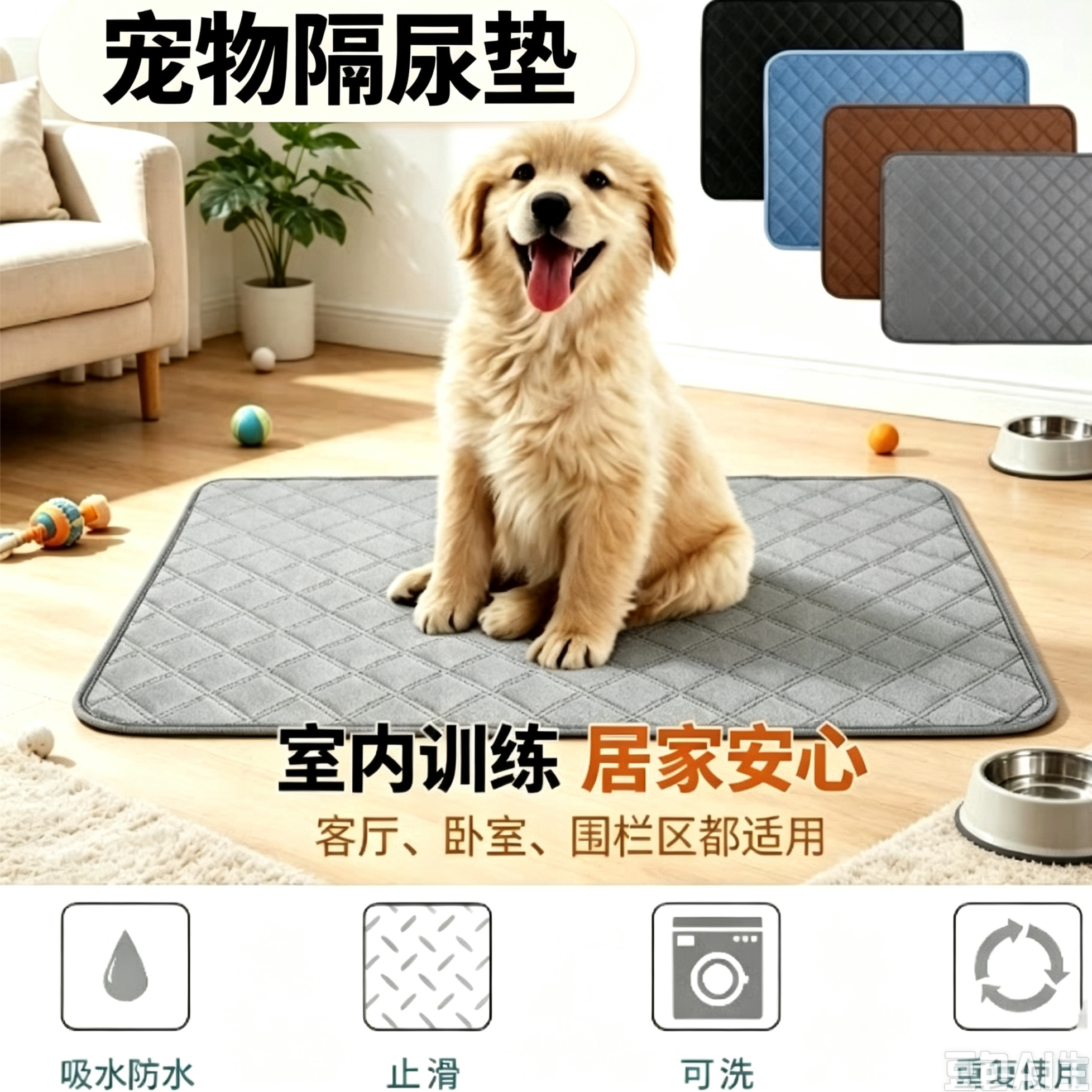 跨境宠物尿垫可洗重复使用训狗狗吸水隔尿垫四层防水尿不湿猫尿布
