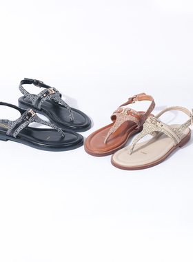 2025夏季人字拖凉鞋平底夹脚趾罗马仙女风外穿圆头拖鞋女ins潮