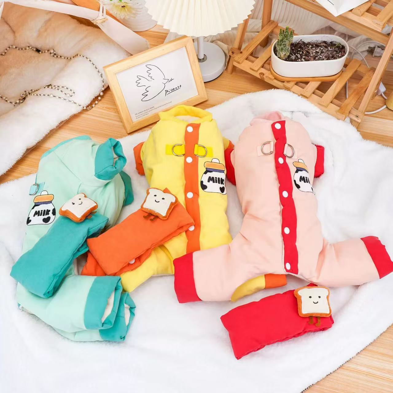 狗狗衣服秋冬款泰迪比熊加绒保暖小型犬宠物冬装冬季可牵引四脚衣