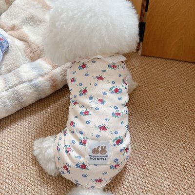 秋冬款宠物猫狗狗衣服小花边包肚子四脚衣泰迪比熊狗狗小型幼犬