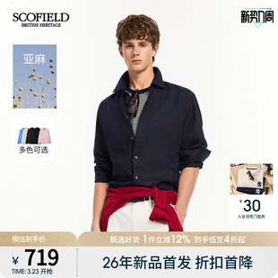 100%亚麻 通勤翻领休闲长袖 SCOFIELD男装 新款 舒适衬衫 26年夏季