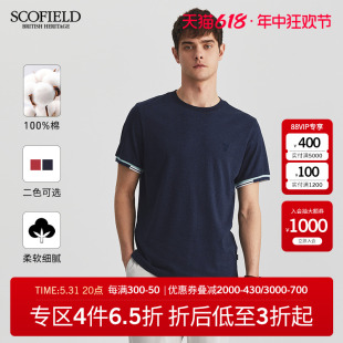 休闲潮流百搭舒适修身 SCOFIELD夏季 T恤 液氨 棉质薄短袖