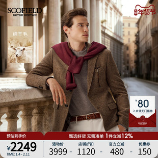 【绵羊毛】SCOFIELD男装2025秋冬新品商务老钱风翻领高级西装外套
