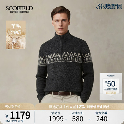 羊毛混纺拉链高领长袖毛衫