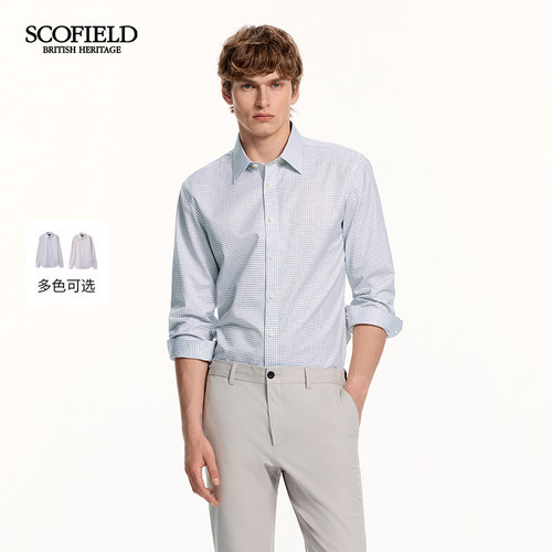 SCOFIELD男装26年夏季新品全棉通勤休闲长袖格纹商务干练衬衫男
