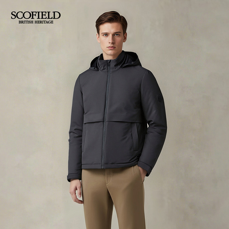 SCOFIELD男装新品轻薄时尚通勤休闲短款夹克棉服厚外套潮男