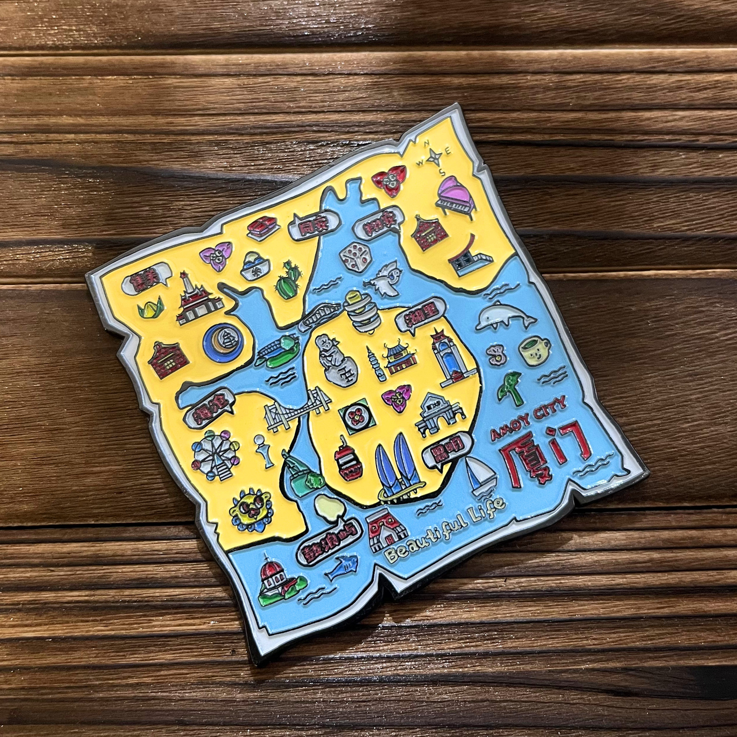 厦门旅行地图金属冰箱贴可爱设计