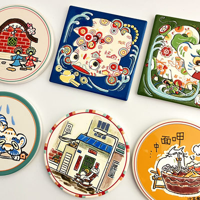 闽南风物花砖滴水兽杯垫6款可选