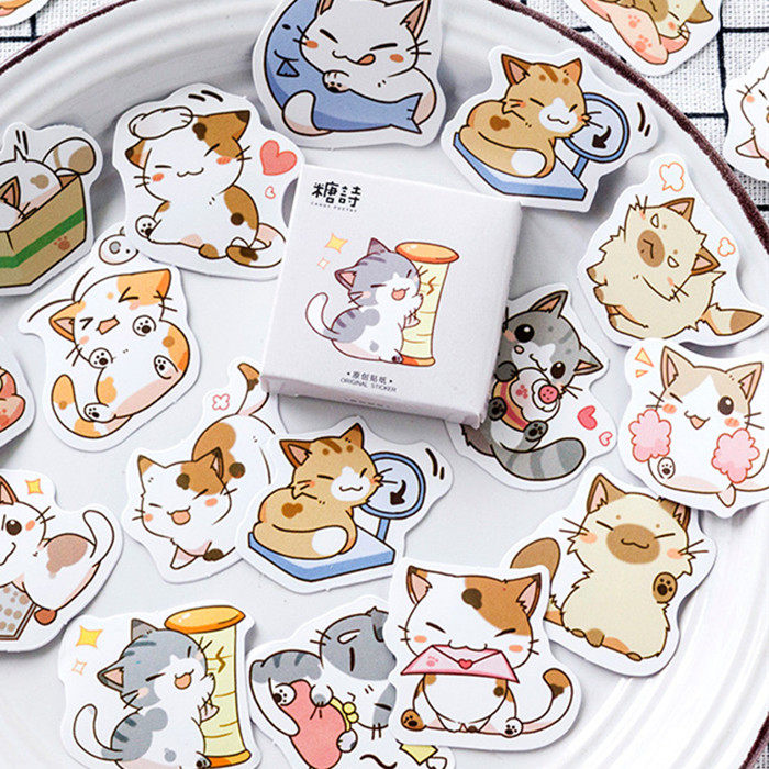 做我的喵可爱卡通动物猫咪封口贴学生日记手帐装饰素材小贴纸套装