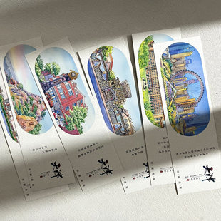 天津创意文创旅游纪念品小礼物精美特色景点卡片风景手绘书签12张