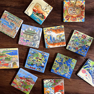 厦门陶瓷冰箱贴鼓浪屿厦门大学地图旅游纪念品可爱猫特色城市文创