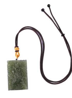 【珍藏】天然和田玉关公吊坠男本命年项链玉石玉佩挂坠饰高档礼物