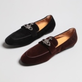 时尚 金属钻扣超级舒服天鹅绒面内羊皮女鞋 子单鞋 巴黎台款 平底鞋