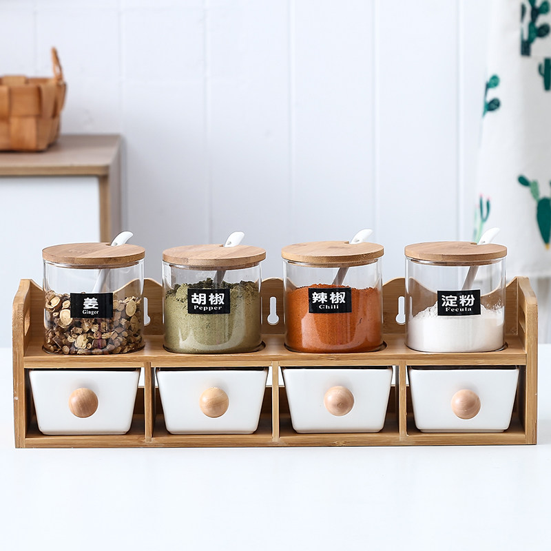 Japanese kitchen ceramics Seasoning Box Cruet suit household double-deck Drawer Caster Salt and sugar storage boxin the Kitchen/Cooking utensils , Kitchen Gadgets/Kitchen storage , Storage jars/Kitchen storage containers , Seasoning bottles  category - from Buy2taobao.com to provide professional Taobao agent buy service