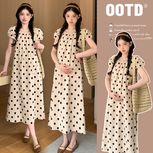 孕妇夏装连衣裙2026新款孕期穿搭时尚高级感气质时髦长款波点裙子