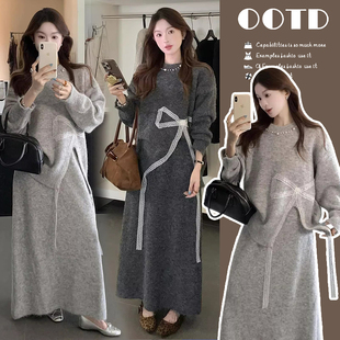 洋气减龄宽松毛衣秋冬款 孕妇秋装 孕期时尚 上衣套装 两件套 2025新款