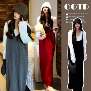 洋气减龄背心裙秋冬套装 连衣裙潮妈孕期穿搭时尚 2025新款 孕妇秋装