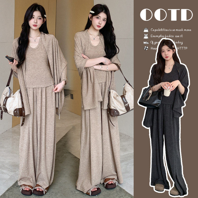 孕妇春装套装2026新款孕期穿搭高级感慵懒风吊带披肩阔腿裤三件套,孕妇装/孕产妇用品/营养,套装,淘宝优惠券,粉丝福利购,淘宝优惠卷