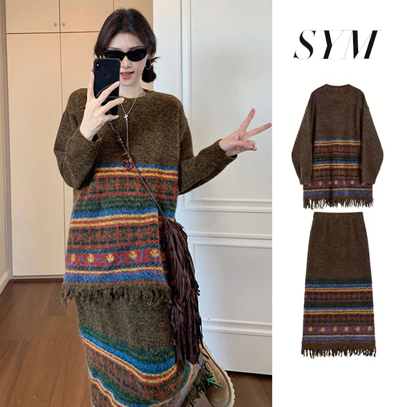 2025新款孕妇秋装连衣裙两件套