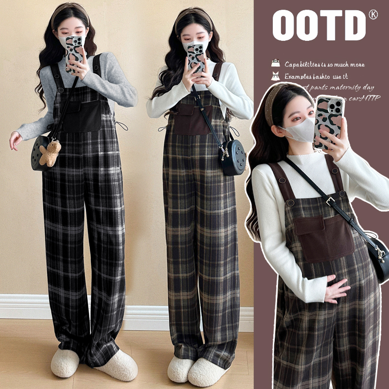 孕妇装秋冬装2025新款格子背心裙春秋连衣裙两件套高级感穿搭套装