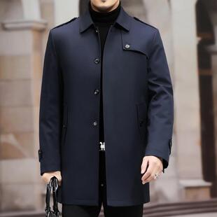 羽绒服男中款胆商长务中年翻卸领加2111-U厚风衣轻薄白鸭绒可拆内