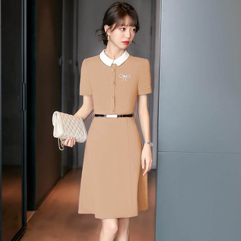 娃娃领连衣职裙女身显瘦通勤作气质拼色业Y215，L2工装修幼师工服,女装/女士精品,连衣裙,淘宝优惠券,粉丝福利购,淘宝优惠卷