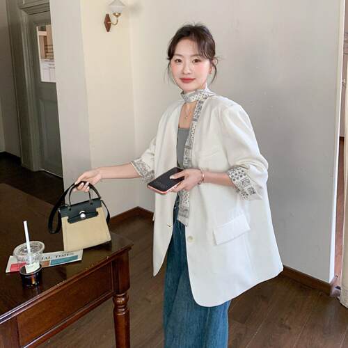 韩设感飘带休闲西装外套女年计春秋新款C325-607系级感气显瘦西质