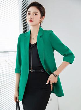 七分袖中QZYN-5-9长外款西装服套女薄款春秋款时新尚休闲大码小西