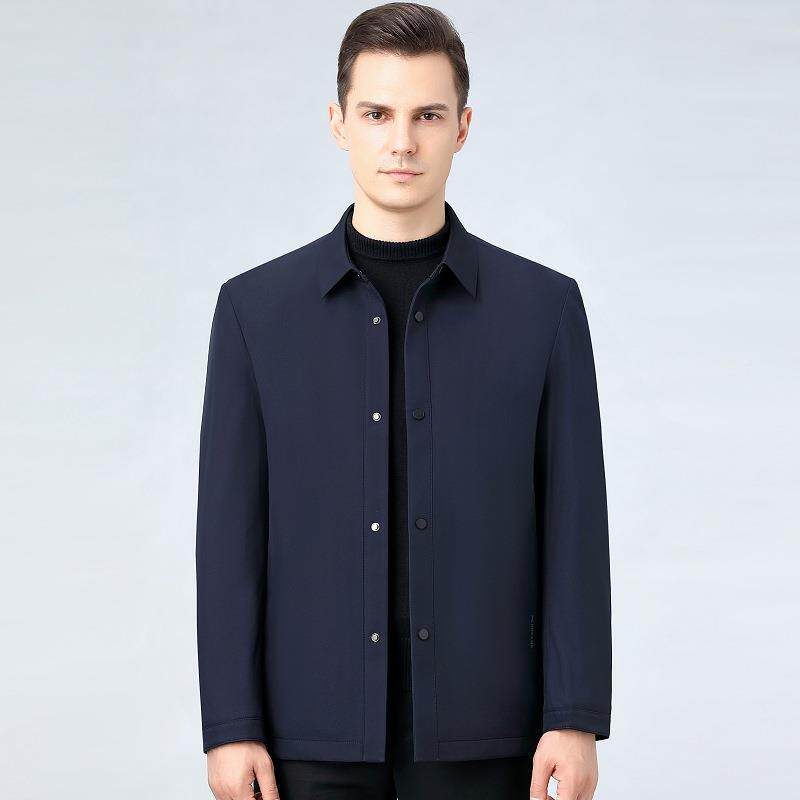 爸新款秋男冬翻82238-F领中年轻薄款士羽绒商务爸装休闲服保暖外