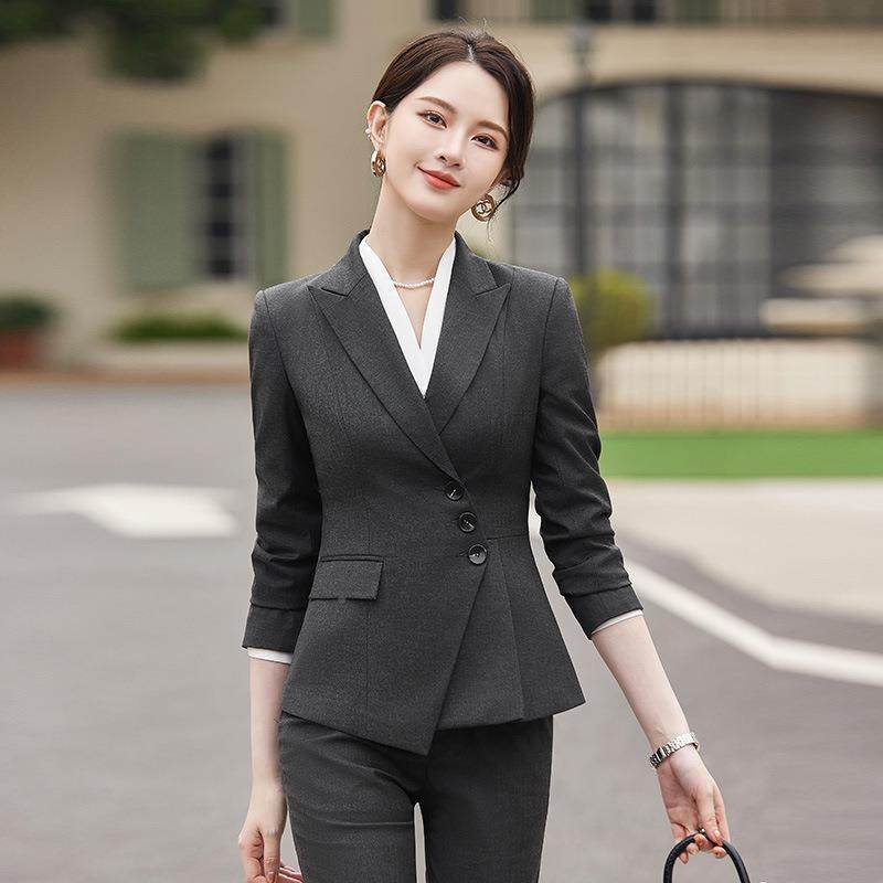 年春秋季长新款蓝色袖职业小装外西套女衬衫领裤子AL769353三件套,女装/女士精品,职业女裤套装,淘宝优惠券,粉丝福利购,淘宝优惠卷