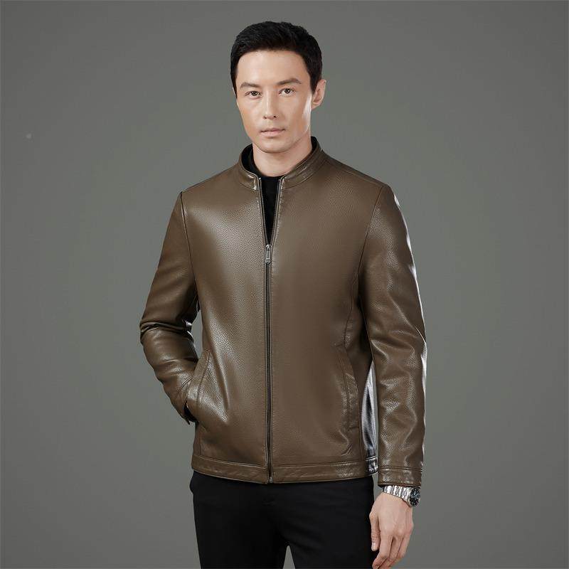 海宁真皮8035-KJ皮衣男羊绵皮休闲外立套领人春秋款中年爸爸装男,男装,皮衣,淘宝优惠券,粉丝福利购,淘宝优惠卷
