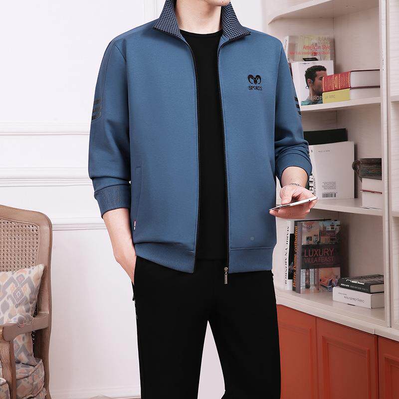中老运岁动套装男春秋82260588爸爸男装外套中年人休闲运动年服士