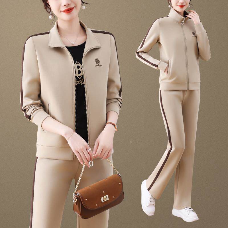 运动套装1069767女春套秋季新款时洋气领尚开立衫外休闲跑步服三
