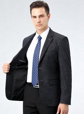 秋爸新款中老年西装118西单西爸装外套加大码格子男中年男士休闲