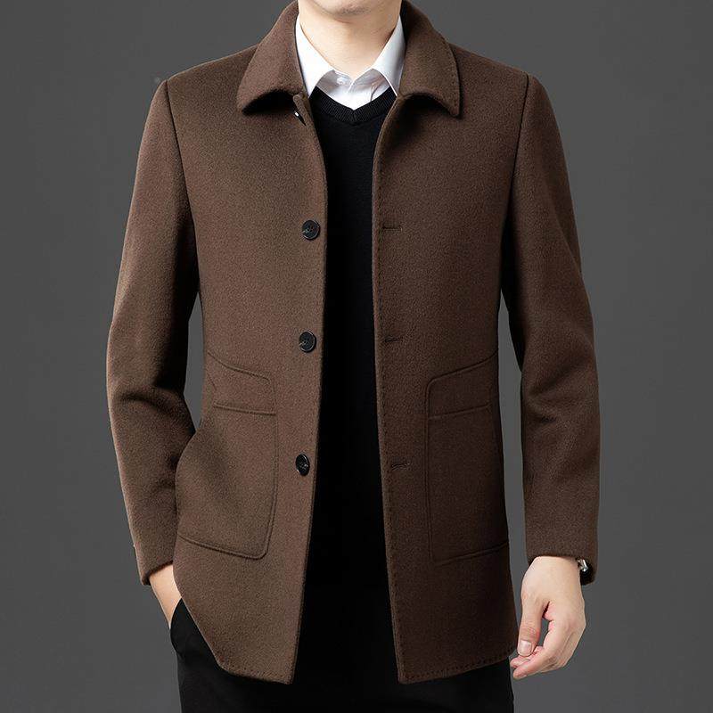 双羊毛面爸翻爸外套秋冬新款加厚可脱羽绒内胆领夹克卸中老年5581,男装,毛呢大衣,淘宝优惠券,粉丝福利购,淘宝优惠卷