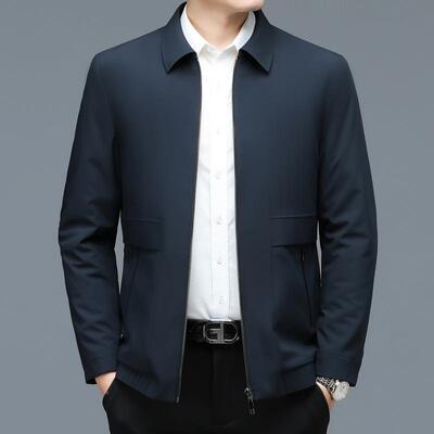 名男牌装高级夹克春季款男士商务外休闲质新H22感套中年爸爸纯色