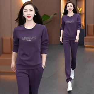 长袖卫衣套装女秋件时显尚洋气减春龄瘦休9660985闲两套年新款