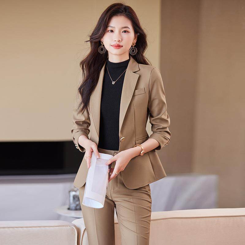 卡其色西外套女春装秋韩版时尚高气质休EML841YY装闲跨境端职业西,女装/女士精品,时尚套装,淘宝优惠券,粉丝福利购,淘宝优惠卷