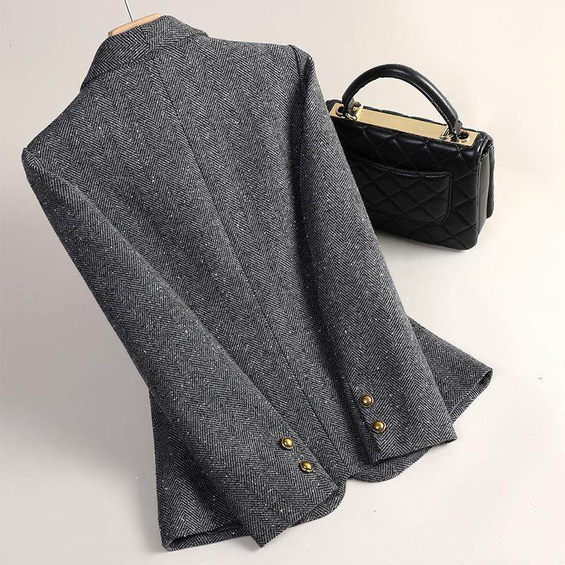 亮感片西装外套女质秋冬跨境新款高级气修身小个子短款毛呢小AL85,女装/女士精品,毛呢外套,淘宝优惠券,粉丝福利购,淘宝优惠卷