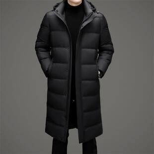 冬新款中年厚男士过膝长款羽绒服商务季寒保1377-BB暖加防爸爸装