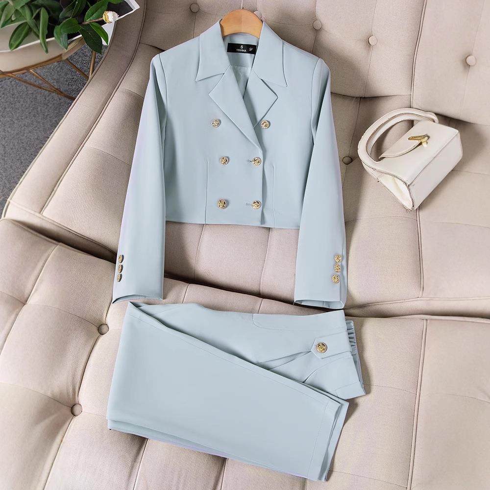 卡其色短长袖小西领外套女裤子款两件套装装优雅YLF8020+双时尚排,女装/女士精品,职业女裤套装,淘宝优惠券,粉丝福利购,淘宝优惠卷