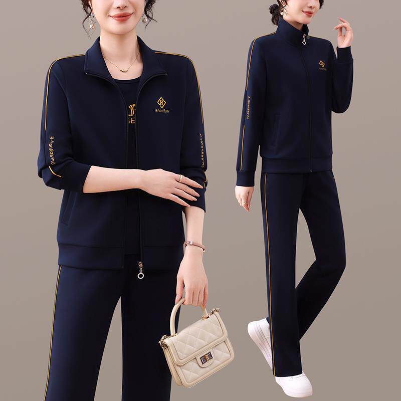 运动装套装春秋新款女96724046宽松尚洋气妈闲妈户时外跑步休服三